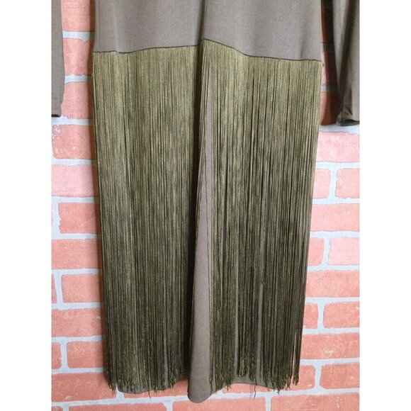 Vintage Lilli Diamond Women's Turtleneck Knit Fringe Dress Brown Size 10 - Picture 3 of 8